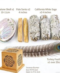 Sage & Palo Santo Smudge Kit for Crystal Cleansing – Remove Negative Energy, Reset Vibrations for Jewelry & Stones