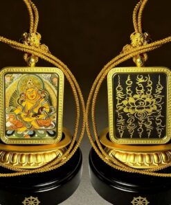 Crisis-Proof Your Wealth: Hand-Painted Yellow Jambhala Thangka Pendant