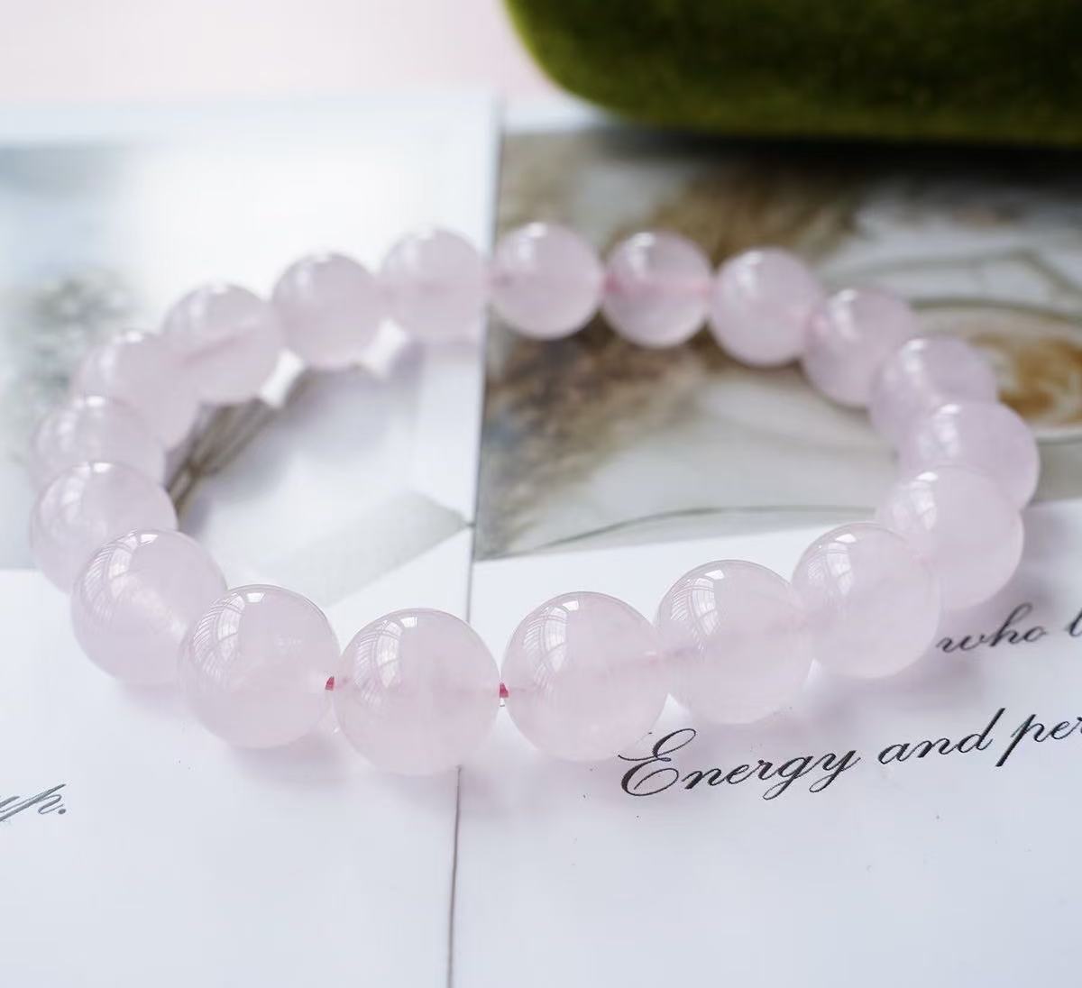 Rose Aura Crystal Heart Chakra Bracelet - Image 2