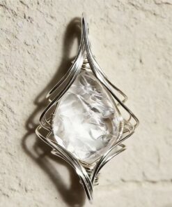 Metal Element Natural Clear Quartz Energy Pendant