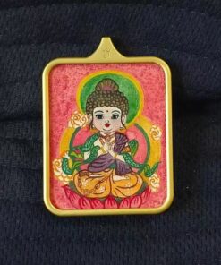 Cute Hand-Painted Amitabha Buddha Thangka Necklace | Tibetan Spiritual Lucky Charm Spiritual Protection Amulet for Dog & Pig Zodia